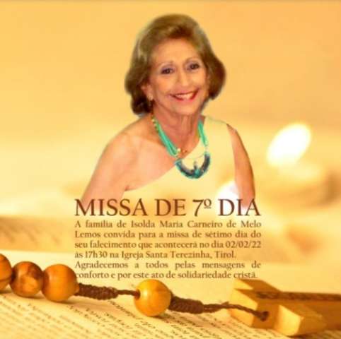 Missa de sétimo dia da mãe de Rubinho Lemos será quarta-feira (2)