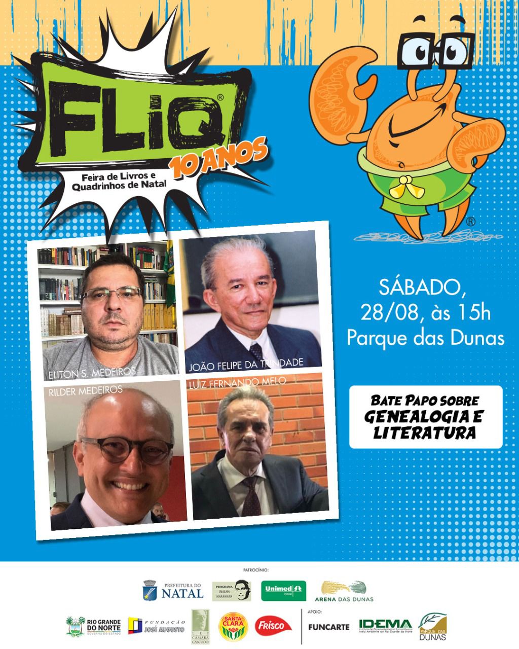 Três dos maiores pesquisadores contemporâneos da história e genealogia do RN participam da FLiQ
