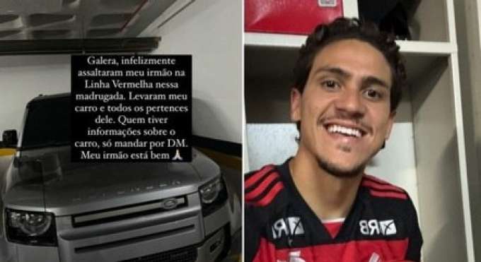 Criminosos roubam carro de luxo do atacante Pedro, do Flamengo, na zona norte do Rio