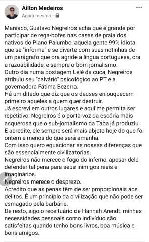 Ex-condenado por tráfico de drogas para crianças, Ailton Medeiros mais uma vez me agride