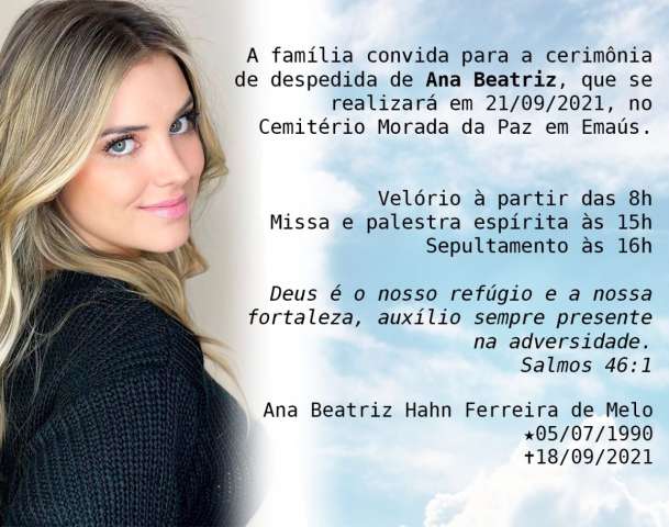 Velório e sepultamento da médica Ana Beatriz Melo