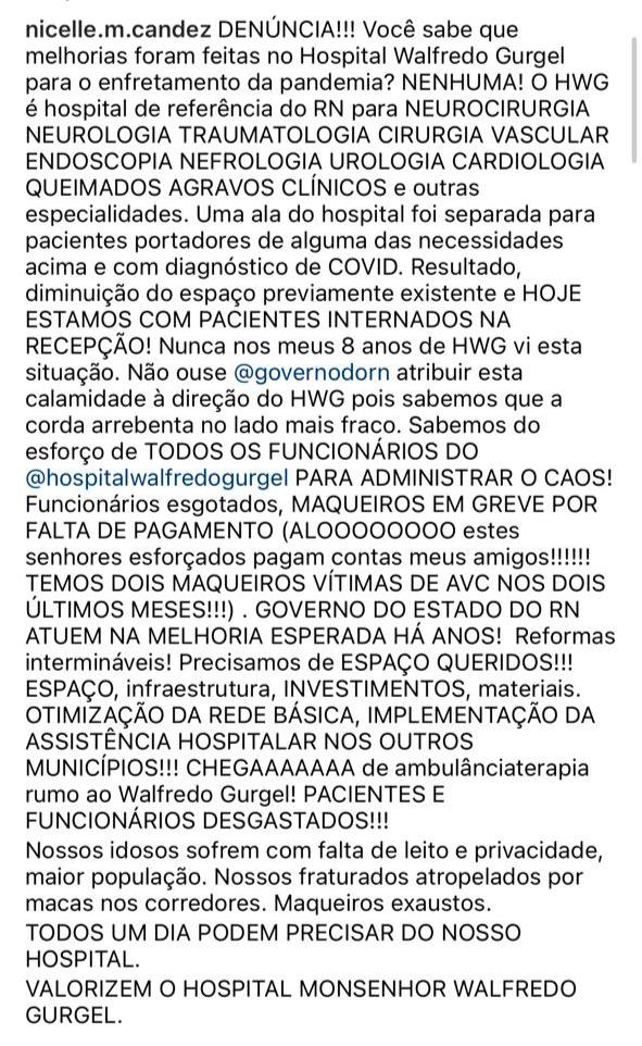 Relato dramático de médica do Walfredo Gurgel