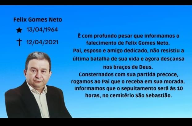 Morre advogado Felix Gomes Neto