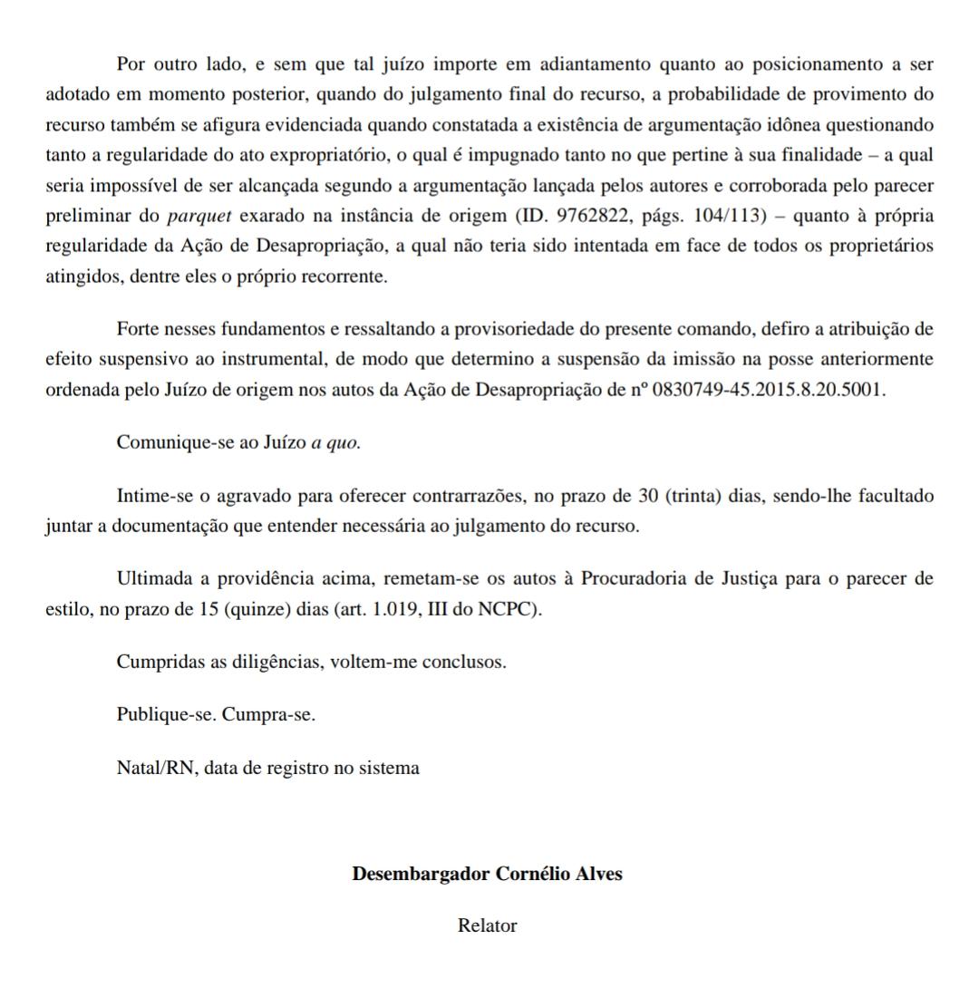 Desembargador suspende decisão de posse do TCE em terreno de alguns moradores do Condomínio Luciano Barros