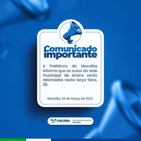 Prefeitura de Macaíba anuncia retomada das aulas