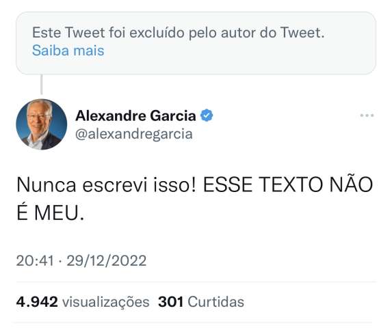 Pincel exclui Twitter