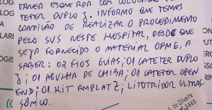 Saúde do RN na UTI: Falta linha para cirurgia no Hospital da PM