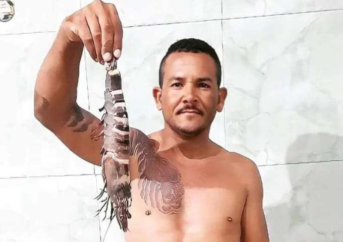 Pescador captura camarão gigante de 37 cm no litoral potiguar