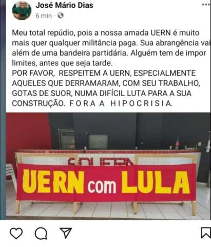 Professores criticam uso da UERN por campanha de Lula: 