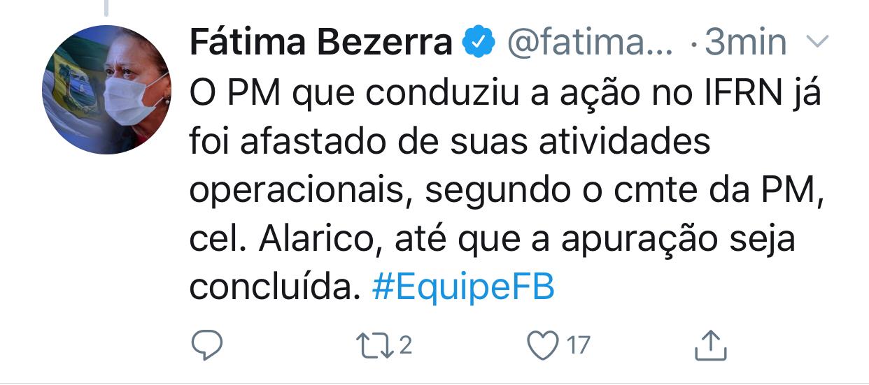 Tenha vergonha Fátima! Governadora afasta policial que estava defendendo a sociedade e cumprindo ordens do decreto
