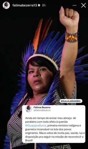 Sem agenda, Fátima Bezerra usa o instagram para parabenizar ministros