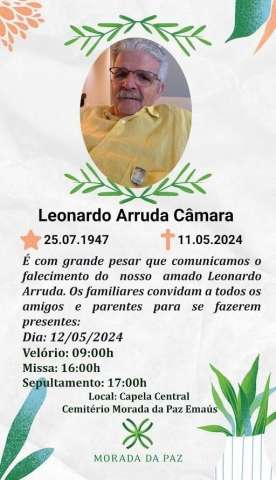 Velório e sepultamento do ex-deputado Leonardo Arruda