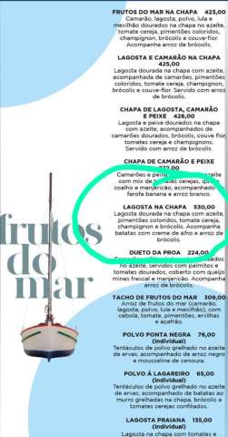 Restaurante de Natal cobra R$ 530 por um prato à base de lagosta
