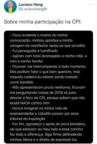 Luciano Hang compara CPI da Pandemia a tribunal da inquisição