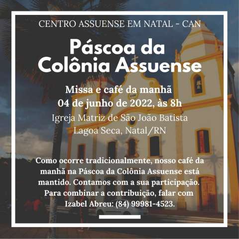 Colônia assuense se reúne no sábado (4)