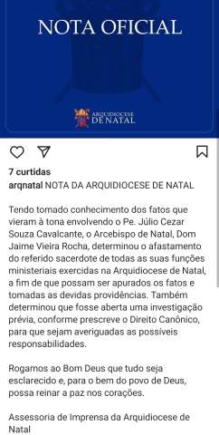 Arquidiocese afasta padre Júlio Cézar após escândalo com homem casado