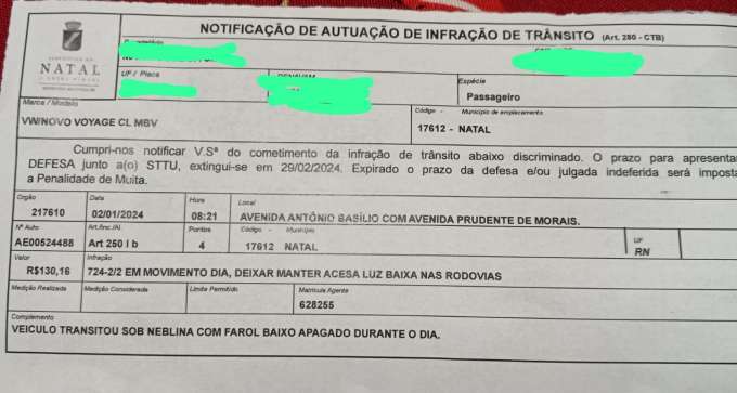 Blog recebe denúncia de motoristas multados em Natal por não ver a neblina