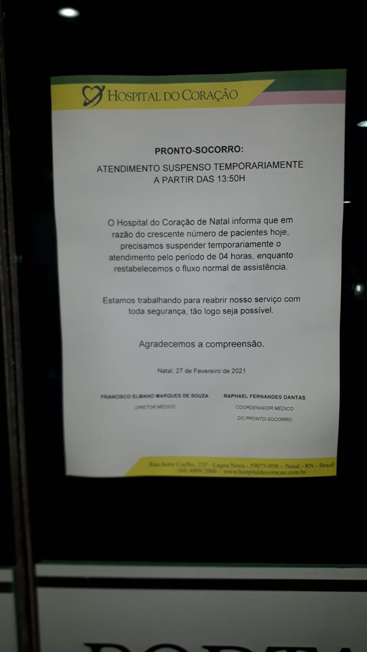 Hospital do Coração fecha urgência