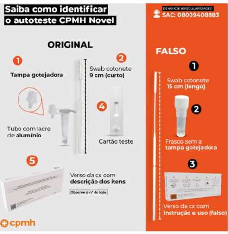 Anvisa alerta para comércio de autoteste da Covid falsificado