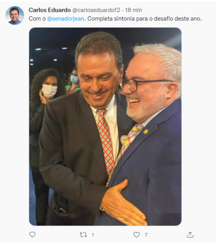 Carlos Eduardo foi para Brasília conhecer Jean Paul