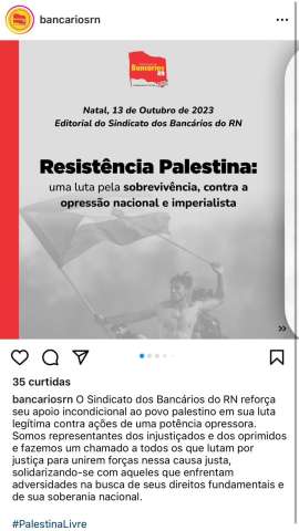 Sindicato dos Bancários defende ação terrorista