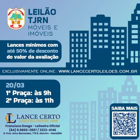 Grande leilão com vários imóveis acontece na quarta-feira (20)