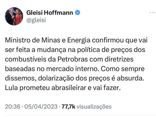 Gleisi tenta desmoralizar Jean-Paul Prates