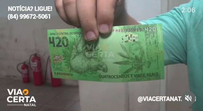 Cédula de “R$ 420” é encontrada por PMs durante prisão de suspeito de tráfico e apreensão de drogas e armas 