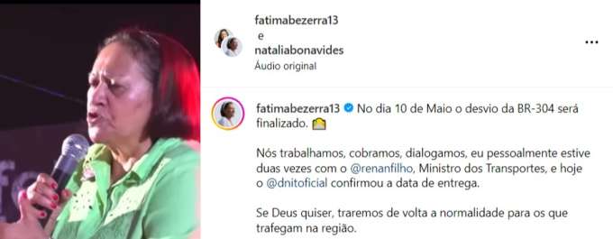 Fátima comemora: Desvio da BR-304 demorará mais 10 dias para ficar pronto