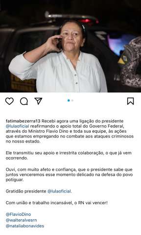 Ridícula: Fátima posta foto de suposto telefone com Lula
