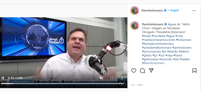 [VIDEO] Fui para no Instagram de Flávio Bolsonaro