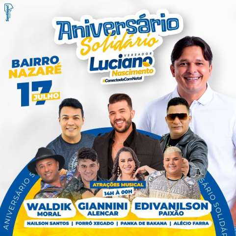 Luciano Nascimento realiza aniversário solidário no próximo domingo (17)