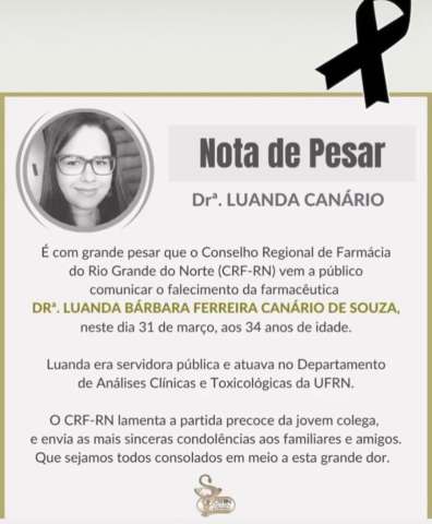 Natal: Farmacêutica de 34 anos morre de infarto