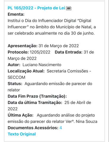 Câmara Municipal de Natal: o ridículo dia do Influenciador Digital