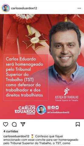 Camarada Carlos será homenageado pelo TST
