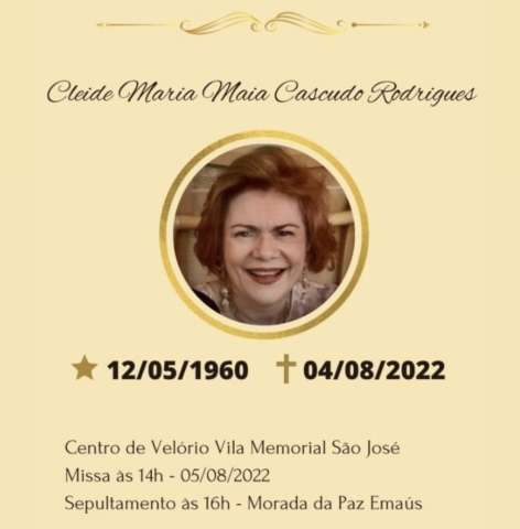 Morre arquiteta Cleide Maria Maia Cascudo Rodrigues