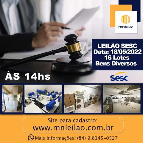 SESC promove leilão de bens dia 18 de maio