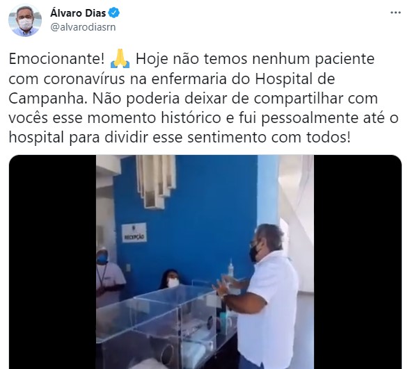 Boa notícia: Hospital de Campanha de Natal não tem pacientes com covid-19