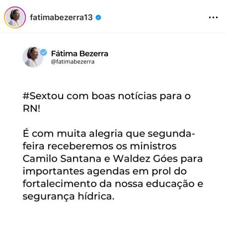 Lorota da sexta: Governadora anuncia vinda de ministros com mais promessas