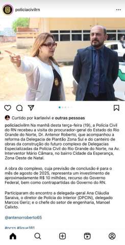 Sósia Janja e o risonho e elegante inspecionam delegacia