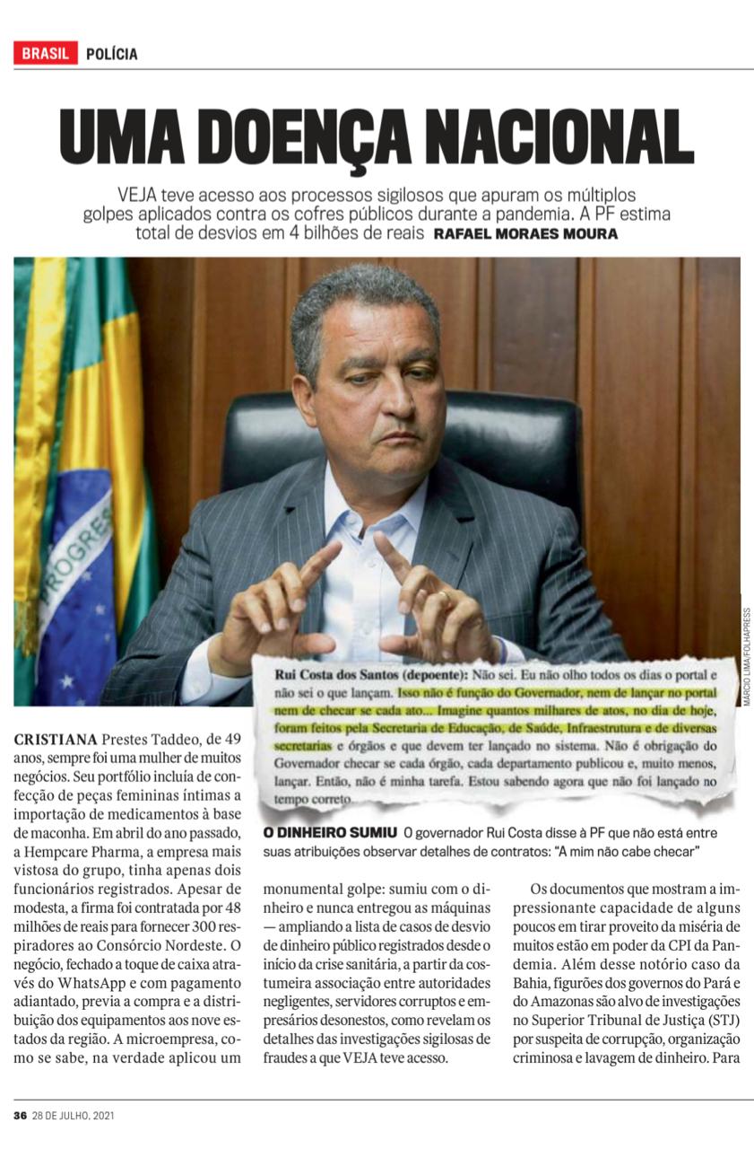 Revista Veja detalha compras do Consórcio Nordeste