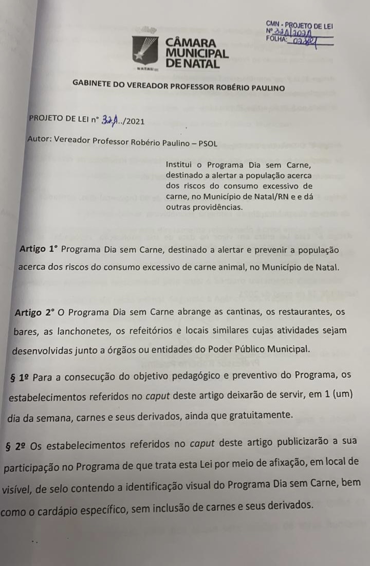 Projeto idiota: Robério Paulino quer proibir o consumo de carne uma vez por semana