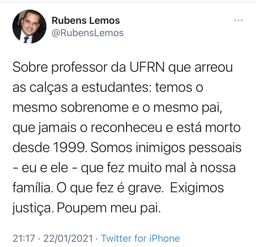 Rubens Lemos esclarece