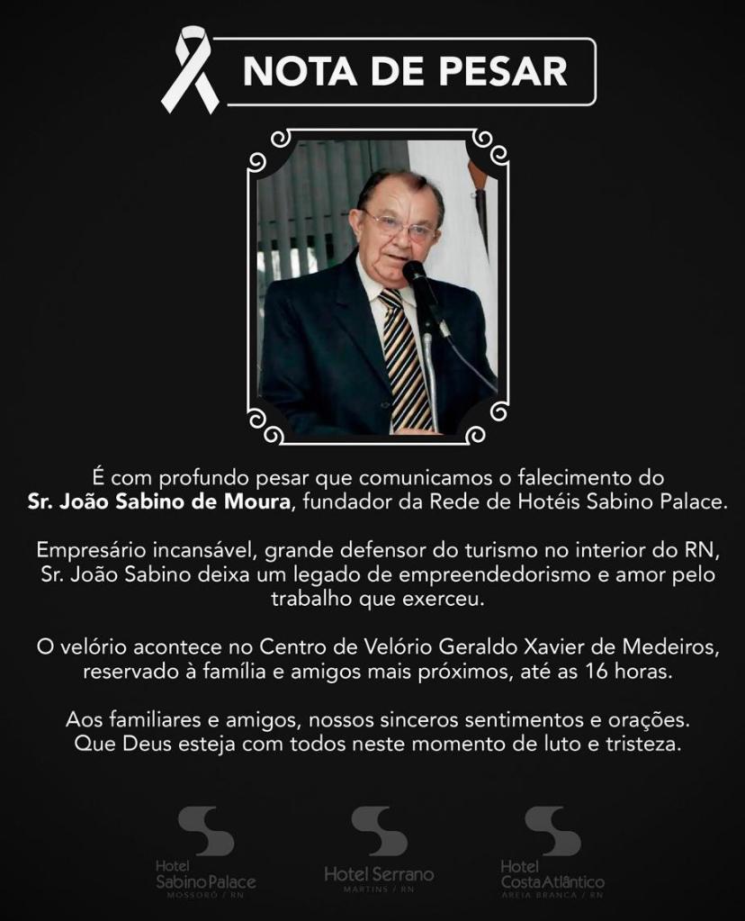 Morre fundador da Rede de Hotéis Sabino