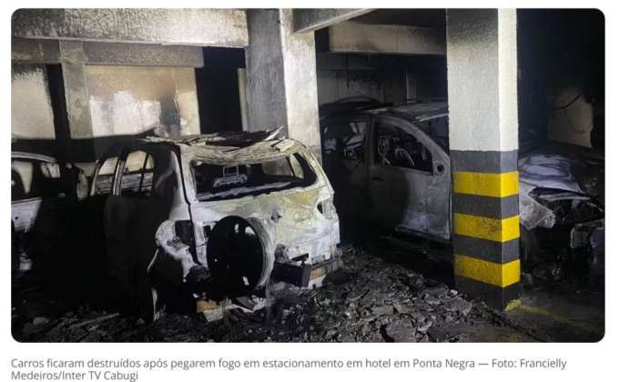 Hotel em Ponta Negra é evacuado após carros pegarem fogo em estacionamento