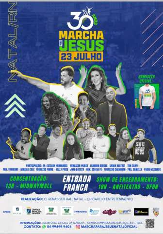 Em Natal, Marcha Para Jesus chega a 20ª edição em 23 de julho