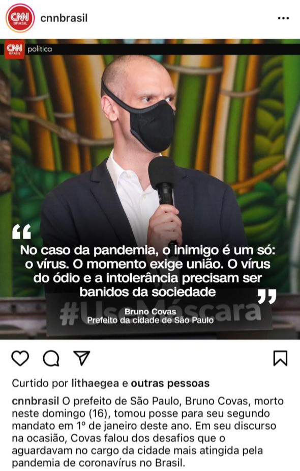 Imprensa nacional quer colocar Bruno Covas na conta do covid-19