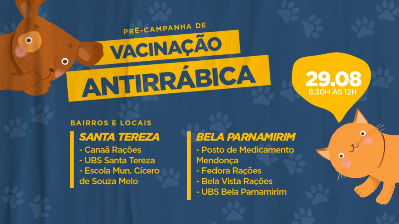 Vacinação Antirrábica acontecerá no próximo sábado em Parnamirim