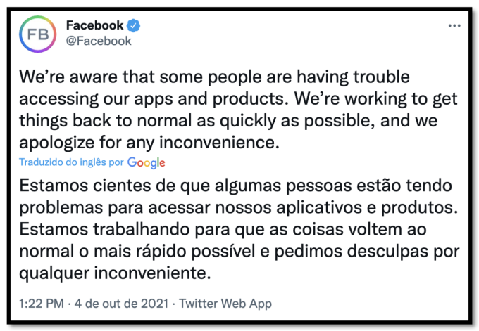 Facebook diz que “falha de configuração” deixou rede social fora do ar