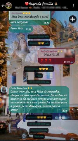 Padre compartilha vídeo erótico em grupo de mensagens de paróquia no interior